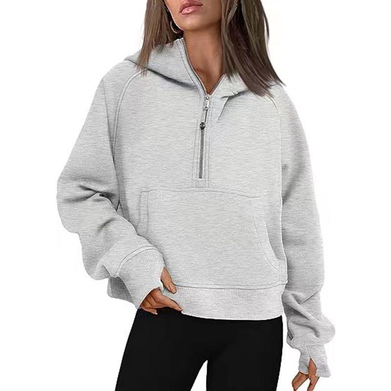 Long Sleeve Tops | Womens  Restore Half Zip Hoodie Light Heather Grey Long Sleeve Tops Light Heather Grey