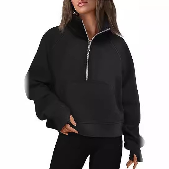 Long Sleeve Tops | Womens  Restore Half Zip Hoodie Washed Black Long Sleeve Tops Long Sleeve Tops