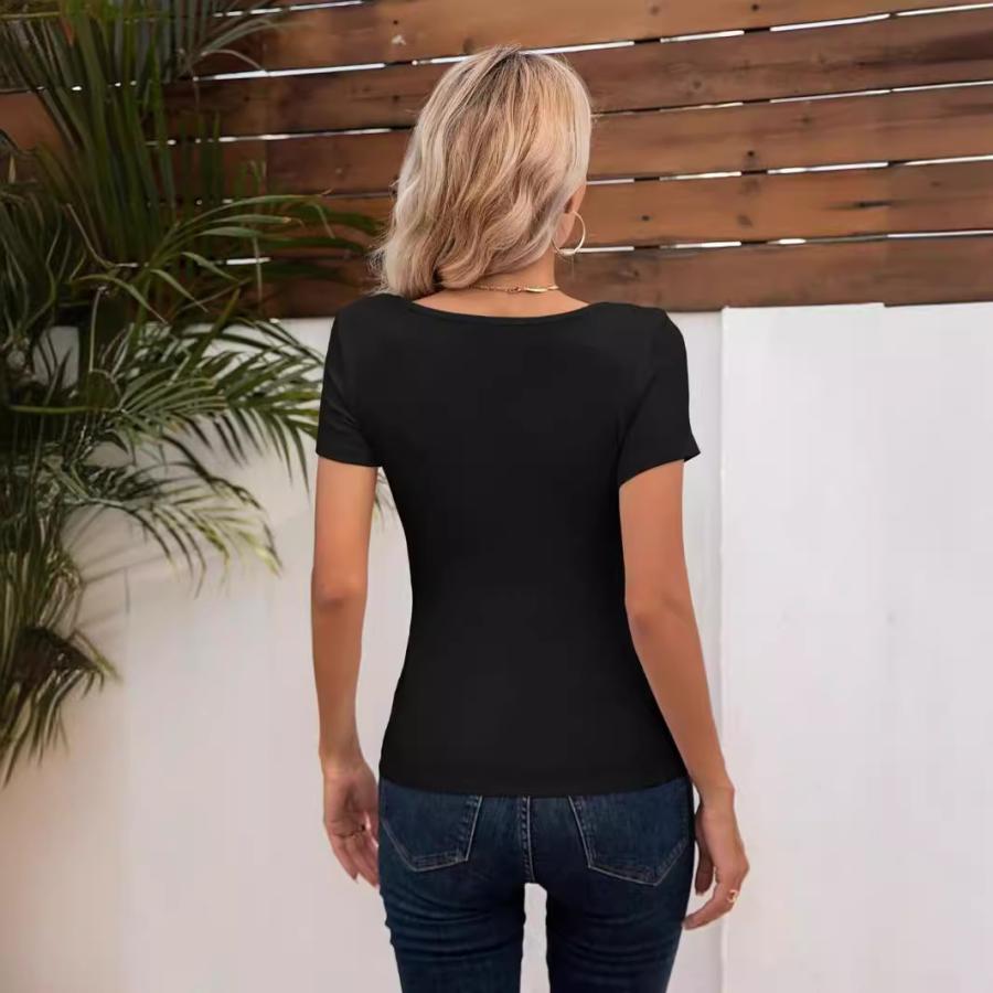 Short Sleeve Tops | Womens  Short Sleeve Pose Bodysuit Black Short Sleeve Tops Black