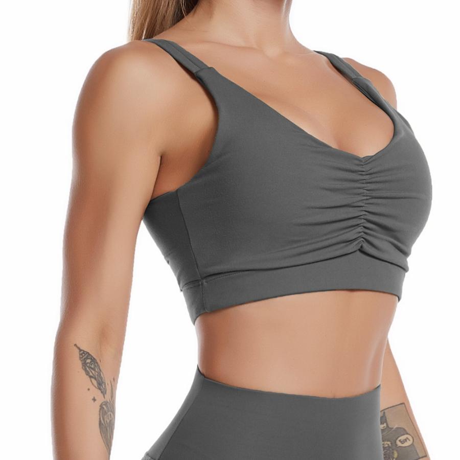 Sports Bras | Womens  Elevation Ruched Bra Sky Grey Heather Tops Sky Grey Heather