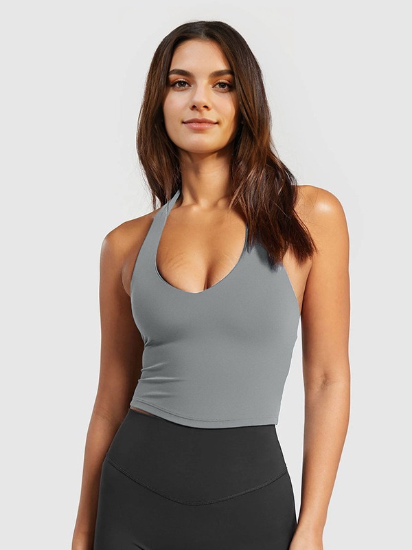 Tanks | Womens  Halo Performance Crop 2.0 Smoke Blue Heather Tanks Smoke Blue Heather